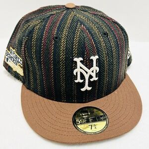 New Era New York Mets Herringbone Patch 59FIFTY‎ Fitted Hat Cap 7 3/4 Brown MLB